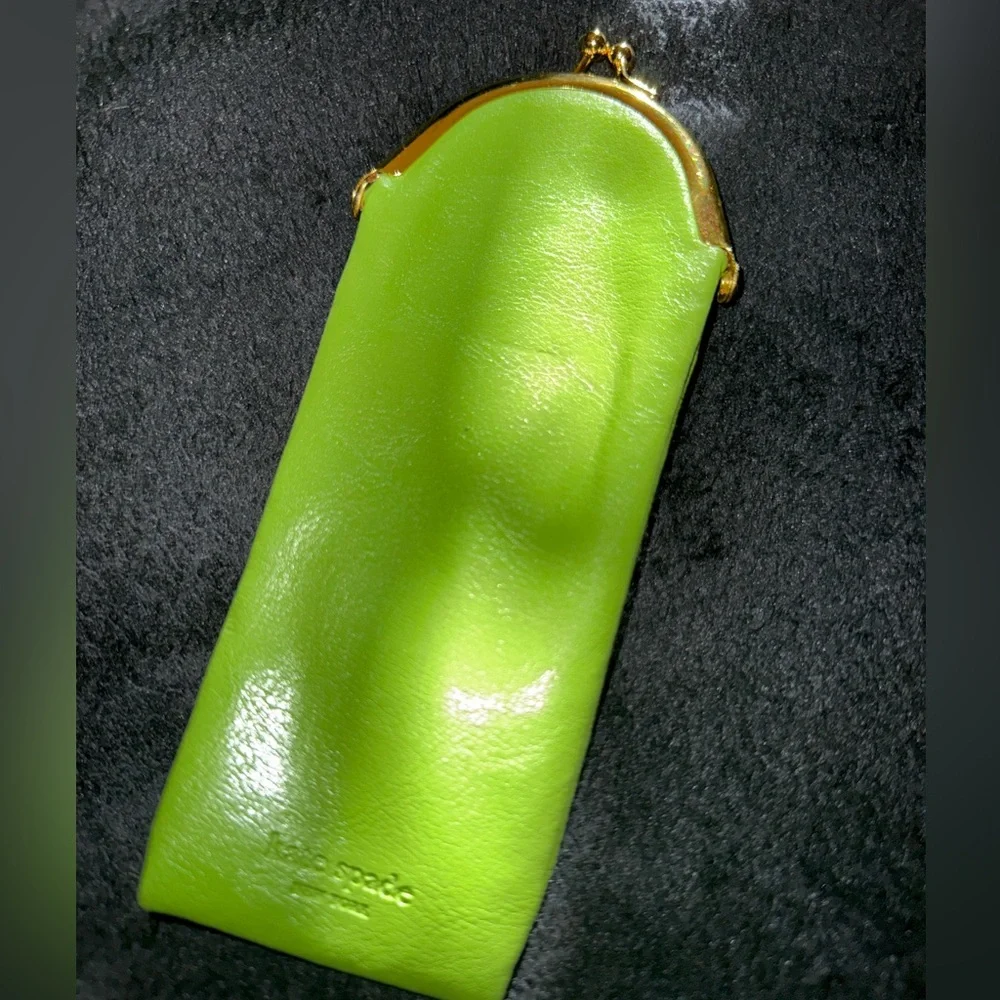 Kate Spade Lime Green Glasses Case with Gold Accents - Picture 3 of 12